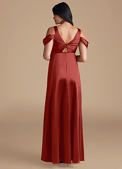 Azazie Rhea Maternity Bridesmaid Dresses A-Line Pleated Metallic Satin Floor-Length Dress image2