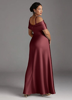 Azazie Milton vestidos de madre de la novia Vestido de Merlot de Satén Elástico de Corte En A con Plisado image12