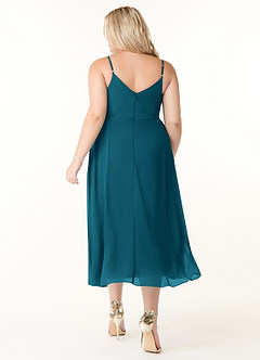 Azazie Clarissa Bridesmaid Dresses Ink Blue A-Line V-Neck Chiffon Dress image8