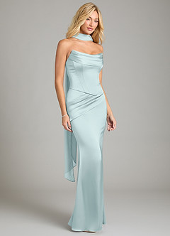 Azazie Sorrel Bridesmaid Dresses Mist Mermaid Strapless Stretch Satin Convertible Dress image8