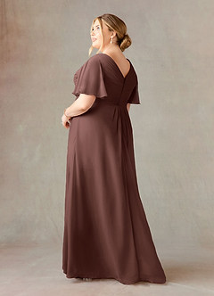 Azazie Morning Glory Abiti per la Madre della Sposa Abito A-Line in Chiffon Increspato con Scollo a V Espresso image8