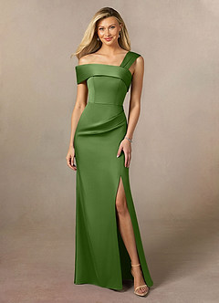 Azazie Laramie Mère de la mariée Robes Robe Sirène en Satin extensible Plissée Basilic image1