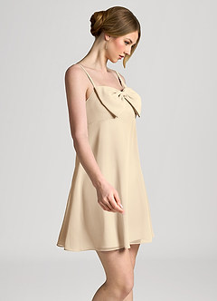 front Minivestido lencero de gasa con lazo