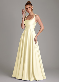 Azazie Azaria Brautjungfernkleider A-Linie Korsett Stretch-Satin Kleid Zitronensorbet image3