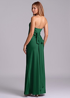 Azazie Ailanie Brudtärnklänningar Klä av Tubklänning i Stretch Satin Axelbandslös Mörkgrön image2