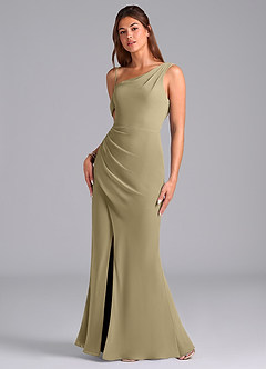 Azazie Madelyn Bridesmaid Dresses Moss Green Mermaid Off the Shoulder Chiffon Convertible Dress image5