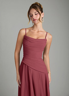 Azazie Gabriela Bridesmaid Dresses Merlot A-Line Corset Chiffon Dress image9