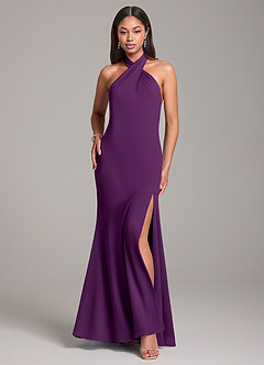 Azazie Lorena Bridesmaid Dresses Grape Mermaid Pleated Chiffon Dress image1