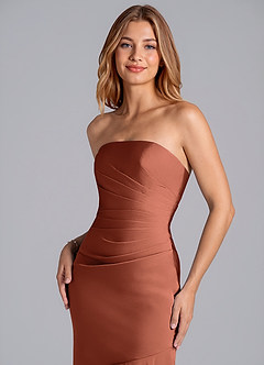 Azazie Danie Bridesmaid Dresses Clay Sheath Strapless Chiffon Dress image7