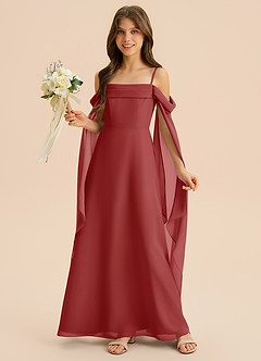 Azazie Moana Junior Linia A Pofałdowany Szyfon Długość podłogi Młodsza druhna Sukienka image4