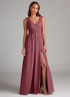 Azazie Tanicia Bridesmaid Dresses Desert Rose A-Line Pleated Chiffon Dress image4