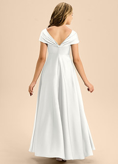 Azazie Rowena Junior White A-Line Bow Stretch Satin Dress image5