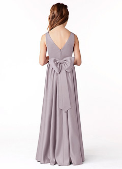 Azazie Hathaway Junior A-Linie Schleifen Matte Satin Kleid Dämmerung image2
