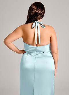 Azazie Valerie Bridesmaid Dresses Cloud Blue Mermaid Pleated Stretch Satin Dress image8