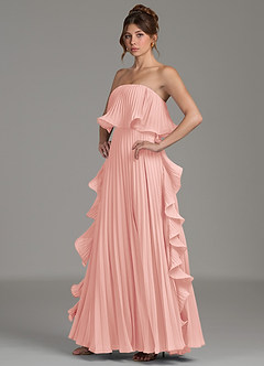 Azazie Alexia Bridesmaid Dresses Rosette A-Line Ruched Chiffon Dress image3