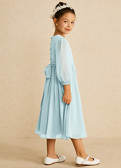 Azazie Lolo Flower Girl Dresses Mist A-Line with Sleeves Chiffon Dress image4