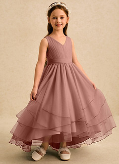 Azazie Seraphina Blumenmädchenkleider A-Linie Plissee Tüll Kleid Zedernrose image3