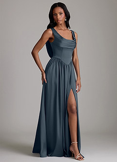 Azazie Novi Bridesmaid Dresses Twilight A-Line with Pockets Stretch Satin Dress image5