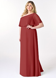 Azazie Lizzy Bridesmaid Dresses Rust A-Line One Shoulder Chiffon Dress image10