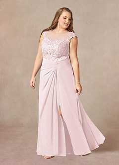 Azazie Libby Kleider für die Brautmutter A-Linie Schaufel Pailletten Chiffon Kleid Zartrosa image9