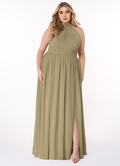 Azazie Iman Bridesmaid Dresses Moss Green A-Line A-Line Ruched Chiffon Dress image8