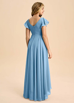 Azazie Caria Junior Steel Blue A-Line Pleated Chiffon Dress image2