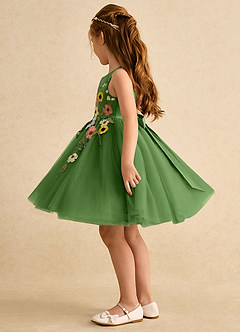 Azazie Prima Flower Girl Dresses Basil A-Line Bow Tulle Dress image4