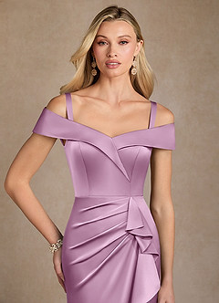 Azazie Laredo Mother of the Bride Dresses Wisteria Mermaid Off the Shoulder Stretch Satin Dress image8