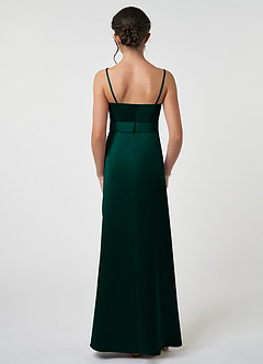 Azazie Anina Junior Pine A-Line Bow Matte Satin Dress image3
