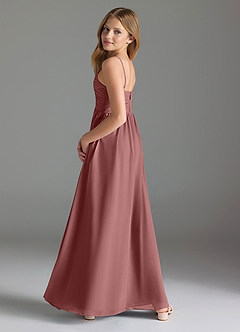 Azazie Alia Junior Desert Rose A-Line Pleated Chiffon Dress image5