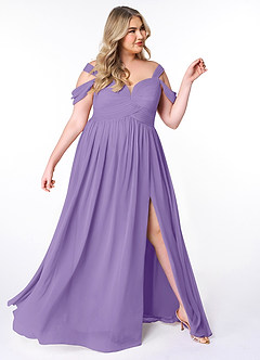 Azazie Lianne Brautjungfernkleider A-Linie Schulterfrei Chiffon Kleid Tahiti image10