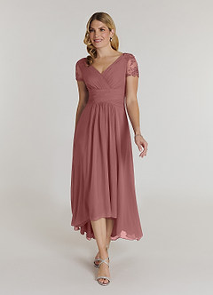 Azazie Thais Mother of the Bride Dresses Desert Rose A-Line Lace Chiffon Dress image1