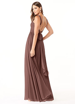 Azazie Dionne Bridesmaid Dresses Espresso A-Line Corset Chiffon Dress image5