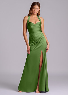 Azazie Destiny Bridesmaid Dresses Basil Mermaid Sweetheart Neckline Stretch Satin Dress image7