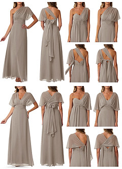 Azazie Fifi Vestidos de damas de honor Vestido de Gris Pardo de Gasa de Corte En A Convertible con Sin tirantes image10