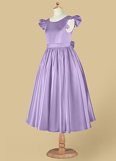 Azazie Violeta Flower Girl Dresses Lilac Ball-Gown Bow Matte Satin Dress image12