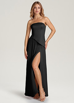 Azazie Tierney Bridesmaid Dresses Black A-Line Strapless Chiffon Convertible Dress image6