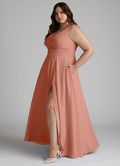 Azazie Karina Bridesmaid Dresses MAI TAI A-Line Pleated Chiffon Dress image8