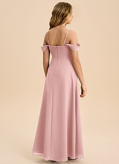 Azazie Anselie Junior Vestido de Rosa Empolvado de Gasa de Corte en A con Vestidos sin tirantes image2