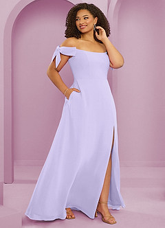 Barbie ♥ Azazie Brautjungfernkleider Wandelbar A-Linie Schulterfrei Chiffon Kleid Flieder image12