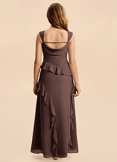Azazie Sloane Junior A-Linie Herzausschnitt Chiffon Kleid Ganache image2