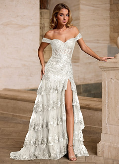 Jenna Hvid Flæset Glitter Havfrue Gallakjole image3