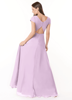 Azazie Hainsly Robes de demoiselle d'honneur Robe Trapèze en Mousseline de soie Encolure en Forme de Cœur Frostiges Flieder image4