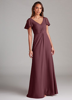 Azazie Soren Bridesmaid Dresses Sangria A-Line Ruched Chiffon Dress image1