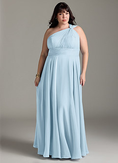 Azazie Charlize Bridesmaid Dresses Sky Blue A-Line One Shoulder Chiffon Dress image7