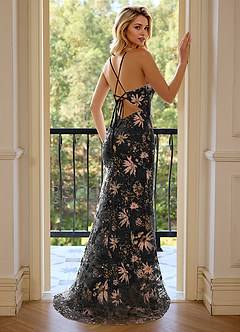 Christem Black Sequined embroidery Mermaid Prom Dress image4