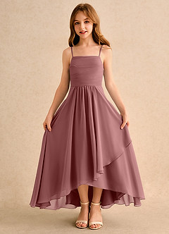 Azazie Twilight Dance Girls Formal Blumenmädchenkleider A-Linie Plissee Chiffon Kleid Wüstenrose image6