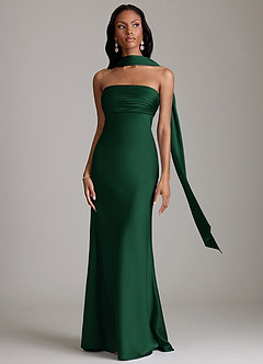 Azazie Saylor Brudtärnklänningar Klä av Sjöjungfru i Stretch Satin Axelbandslös Mörkgrön image9