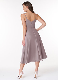Azazie Clarissa Bridesmaid Dresses Dusk A-Line V-Neck Chiffon Dress image2