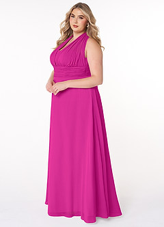 Azazie Fifi Bridesmaid Dresses Fuchsia A-Line Strapless Chiffon Convertible Dress image15